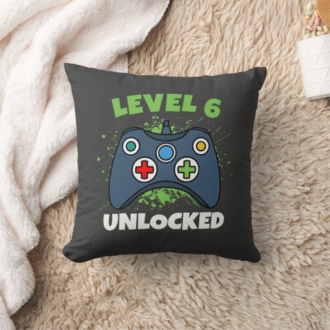 Green Game Controller Level 6 Unlocked Birthday Cushion (Blanket)