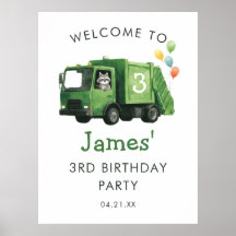 Green Garbage Truck Birthday Welcome Sign