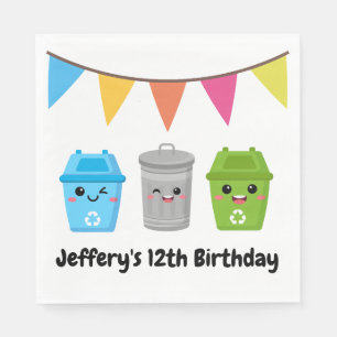 Green Garbage Truck - Kid's Birthday Napkin