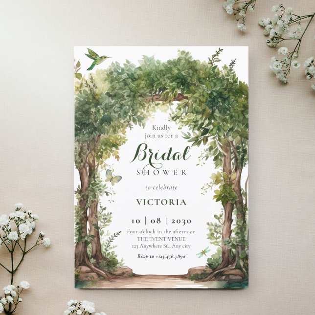 Green garden arch leaves bridal shower invitation (Creator Uploaded)