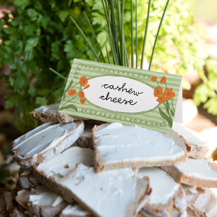 Green Garden Charming Whimsical Hand Drawn Orange Place Card