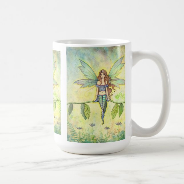 Green Garden Fairy by Molly Harrison Fantasy Art Coffee Mug (Right)