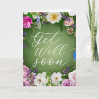 Green Garden Floral Get Well Soon Personalized