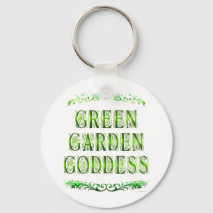 Green Garden Goddess Saying Key Ring