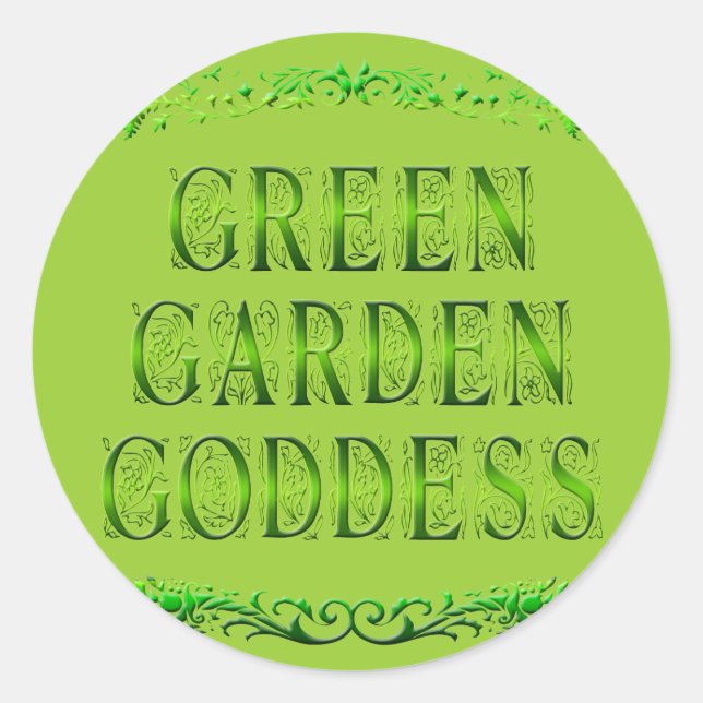 Green Garden Goddess Slogan Stickers (Front)