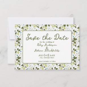 Green Garden Gooseberry Blue Flower Spring Wedding Save The Date
