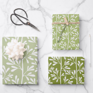 Green Garden Stems Bright Minimal Botanical Wrapping Paper Sheet