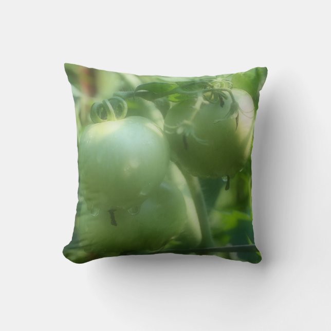 Green Garden Tomatoes Nature Cushion (Front)
