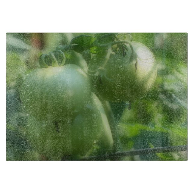 Green Garden Tomatoes On The Vine Nature Cutting Board (Front)