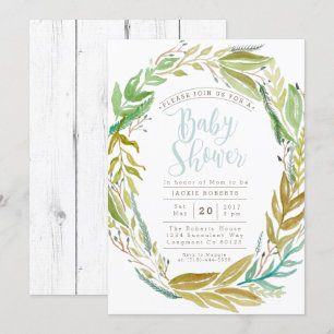 Green Garden   Watercolor Baby Shower Invite
