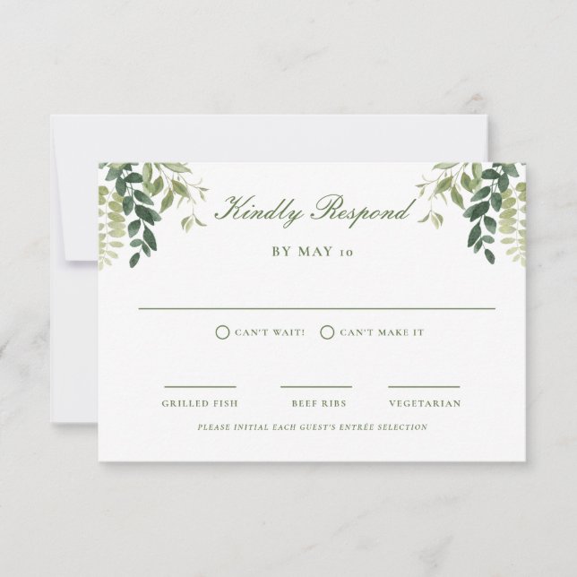 Green Garden Wedding RSVP Response Card (Front)