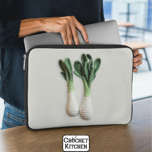 Green Gardener Minimalist Crochet Leek Yarn Art Laptop Sleeve