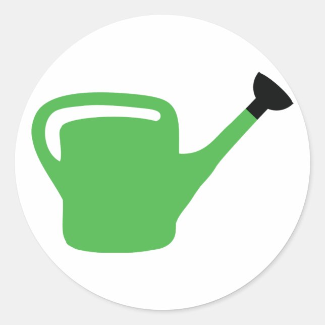 green gardener watering can classic round sticker (Front)
