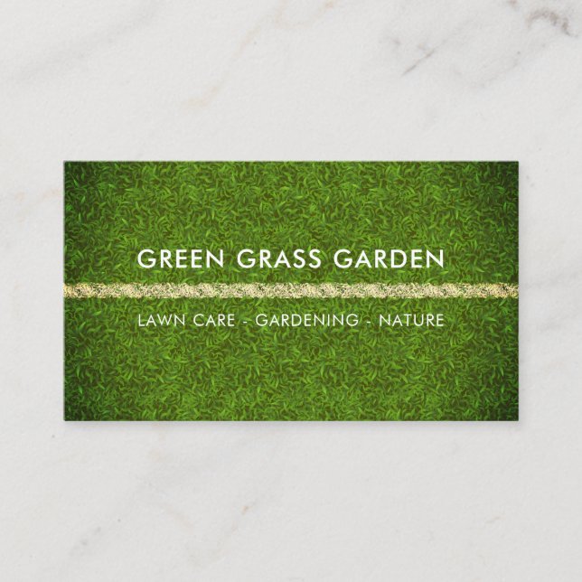Green Gardening Lawn Grass Football Landscape Business Card (Front)