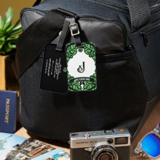 Green Gated Rose Princess Luggage Tag