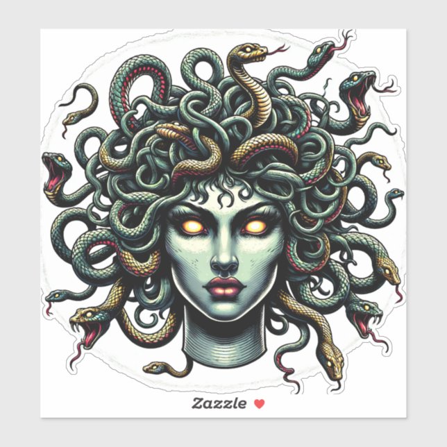 Green Gazing Medusa Head full of Snakes (Sheet)
