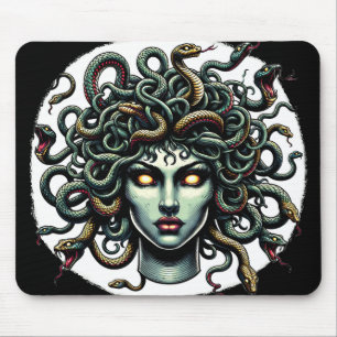 Green Gazing Medusa Head full of Snakes Mouse Mat