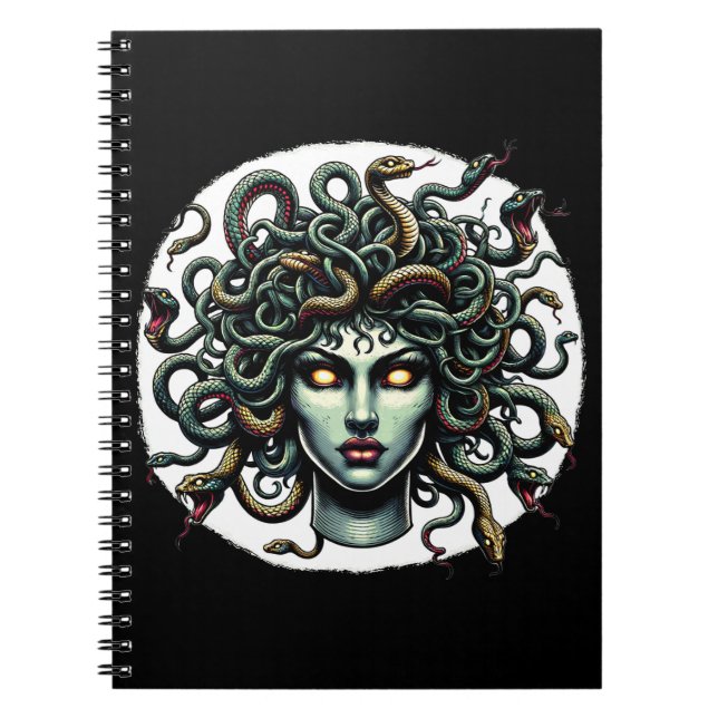 Green Gazing Medusa Head full of Snakes Notebook (Front)