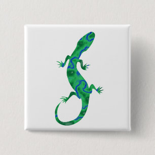 Green Gecko 15 Cm Square Badge