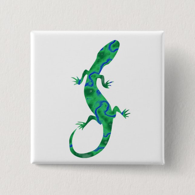 Green Gecko 15 Cm Square Badge (Front)