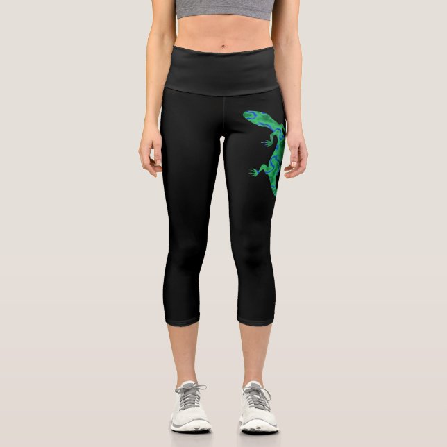Green Gecko Capri Leggings (Front)
