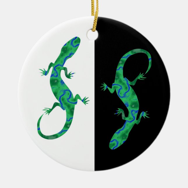 Green Gecko Ceramic Tree Decoration (Front)