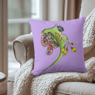 Green Gecko Tribal Lavender Red Cushion