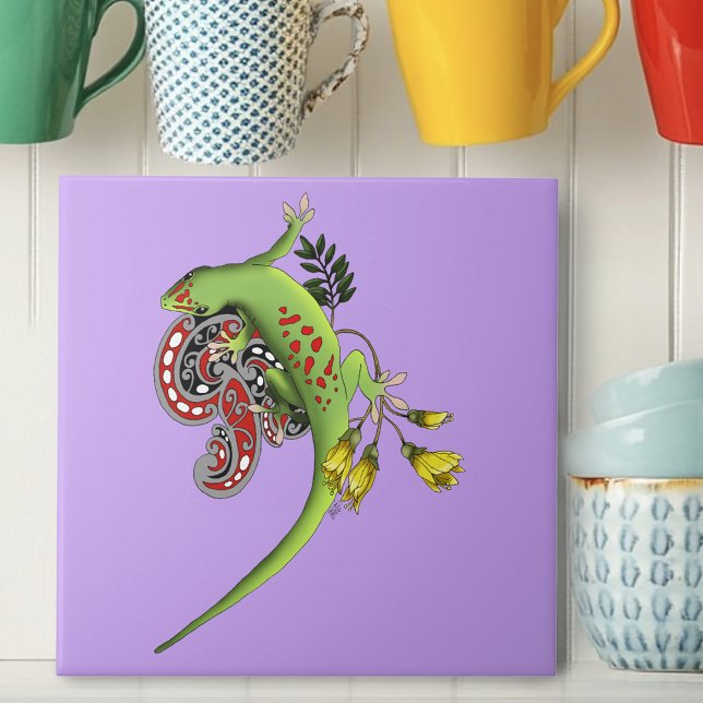 Green Gecko Tribal Lavender Red Tile (Creator Uploaded)