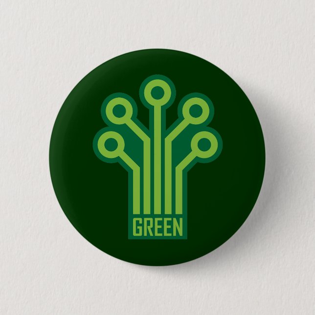 Green Geek 6 Cm Round Badge (Front)