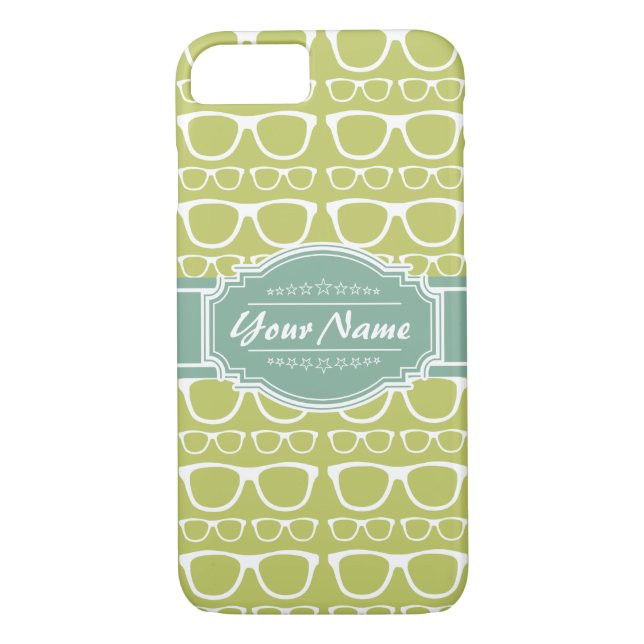 Green Geek Glasses Personalised Case-Mate iPhone Case (Back)