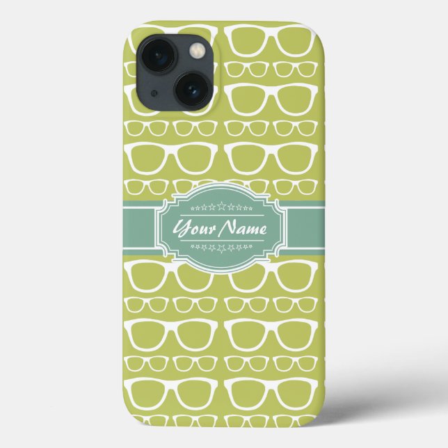 Green Geek Glasses Personalised Case-Mate iPhone Case (Back)