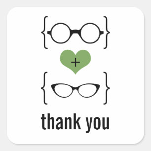 Green Geeky Glasses Thank You Stickers