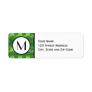 Green Gem Shamrock Pattern Return Address Label