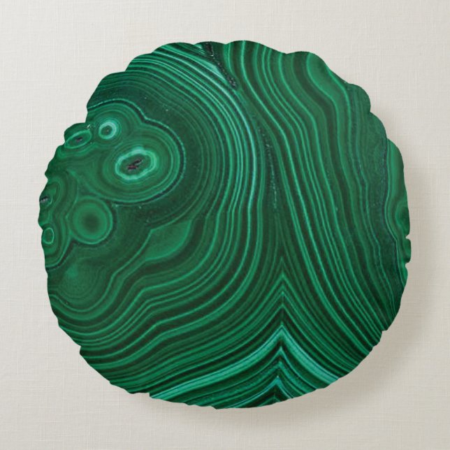 Green gemstone malachite natural stone design  round cushion (Front)