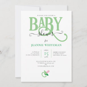 GREEN GENDER NEUTRAL BABY SHOWER WITH PACIFIER INVITATION