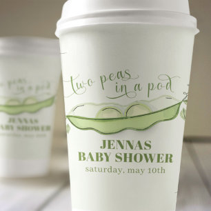 Green Gender Neutral Two Peas in a Pod  Paper Cups