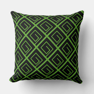 Green Geo Black Cushion