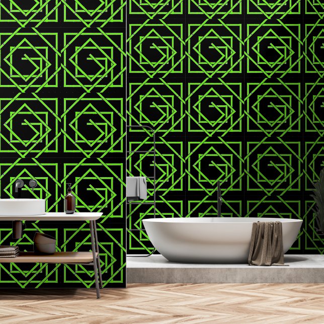 Green Geo Black    Wallpaper (Bathroom)