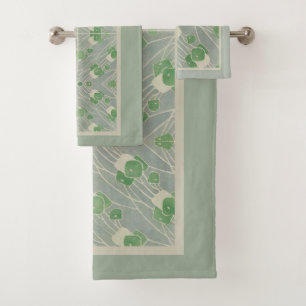 Green Geometric 1915 Hannah Borger Overbeck Bath Towel Set