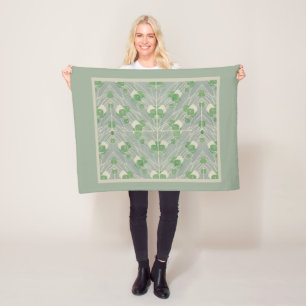 Green Geometric 1915 Hannah Borger Overbeck Fleece Blanket