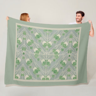 Green Geometric 1915 Hannah Borger Overbeck Fleece Blanket