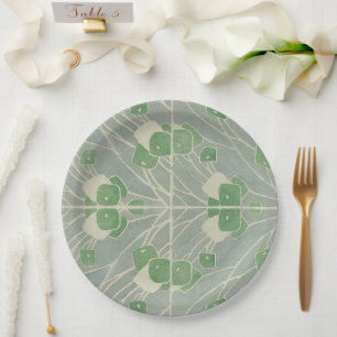Green Geometric 1915 Hannah Borger Overbeck Paper Plate