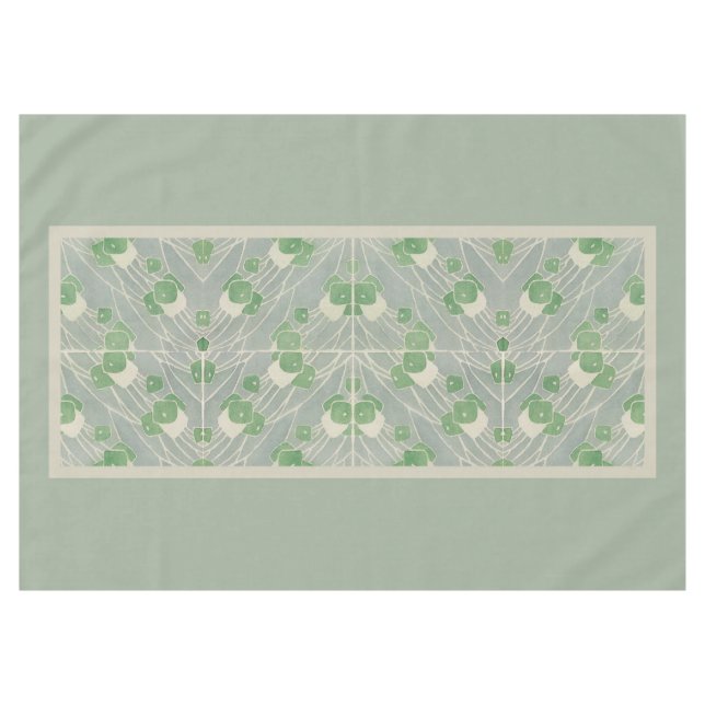 Green Geometric 1915 Hannah Borger Overbeck Tablecloth (Front (Horizontal))