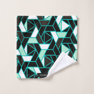 Green Geometric Abstract Pattern Bath Towel Set