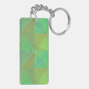 Green Geometric Art Watercolor Pattern Key Ring