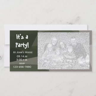 Green Geometric Camouflage Party Invite Photo Card