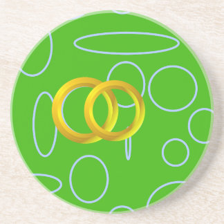 Green Geometric Circles Coaster