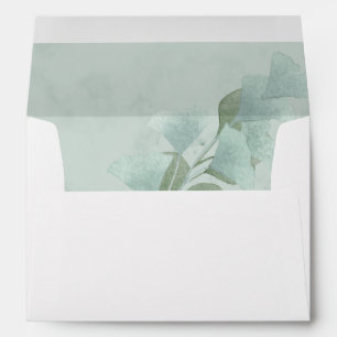 Green Geometric Eucalyptus Leaves  Wedding Envelope