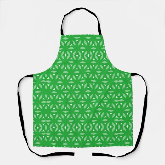 Green Geometric Floral Abstract Apron (Front)