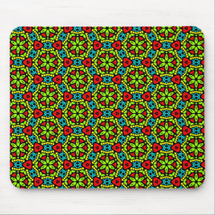 Green Geometric Flower Mouse Mat